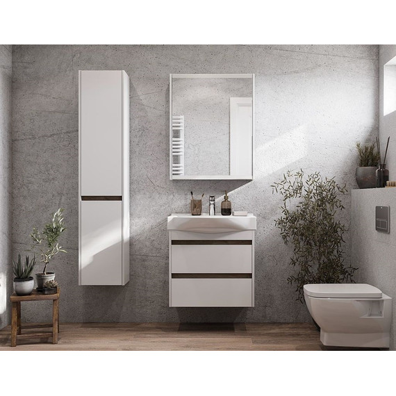 Пенал подвесной Акватон Нортон 34 см 1A249403NT01L, белый/дуб эндгрейн - фото 6