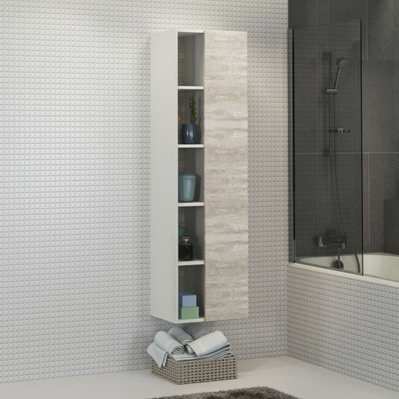 Пенал подвесной Comforty Прага 45 см, дуб белый - фото 3