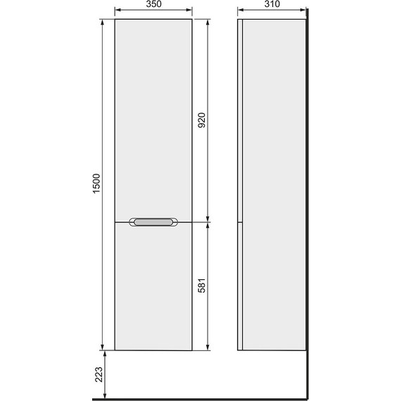 Пенал подвесной Jorno Modul 35 см Mоl.04.150/P/W, белый - фото 6