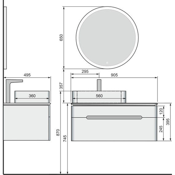 Зеркало Jorno Shine 65 см Shi.02.65/W - фото 6