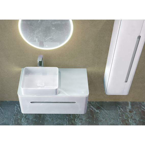 Тумба подвесная с раковиной Jorno Shine 90 см Shi.01.90/P/W, белый - фото 6