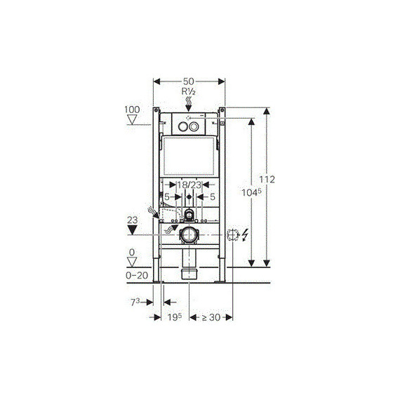 Инсталляция для подвесного унитаза Geberit Duofix Delta Платтенбау 458.122.21.1 4 в 1 - фото 5
