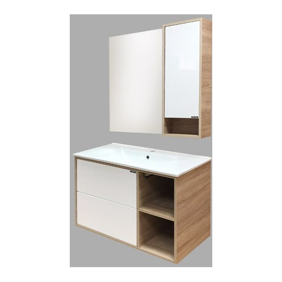 Зеркало-шкаф Comforty Гамбург 90 см, дуб сонома - фото 6