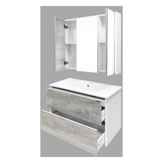 Зеркало-шкаф Comforty Женева 90 см, дуб белый - фото 7