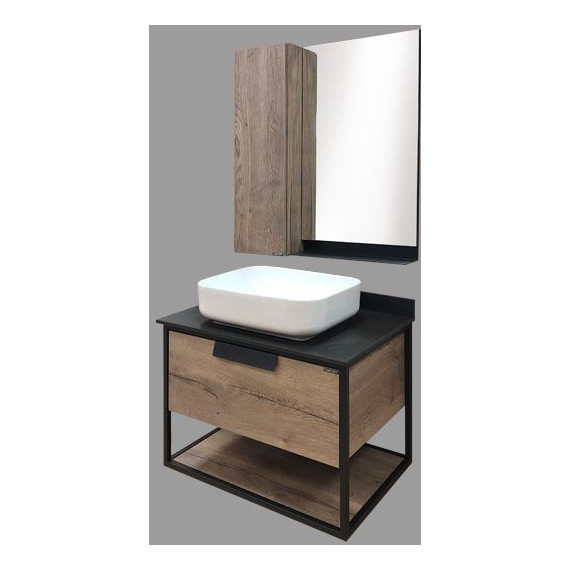 Зеркало-шкаф Comforty Кёльн 75 см, дуб тёмный - фото 7