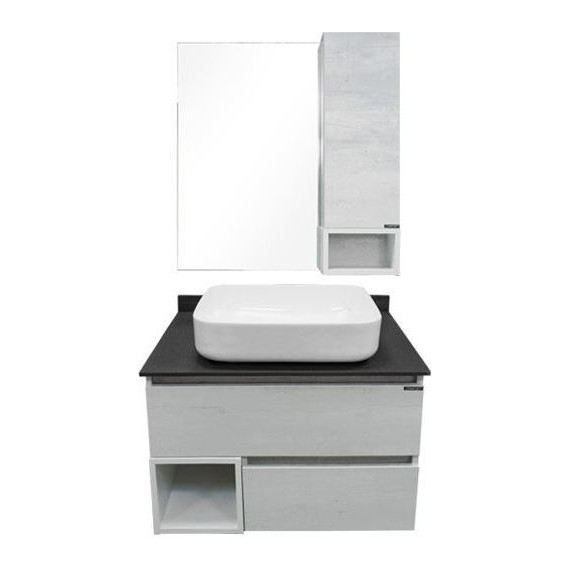 Зеркало-шкаф Comforty Прага 75 см, дуб белый - фото 3