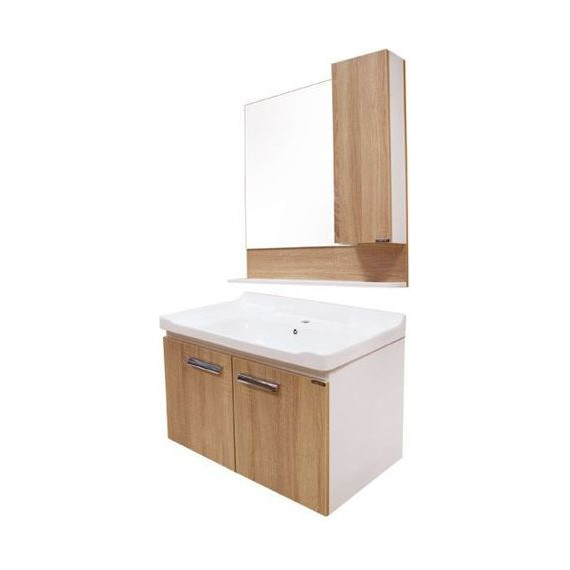 Зеркало-шкаф Comforty Рига 80 см, дуб сонома - фото 4