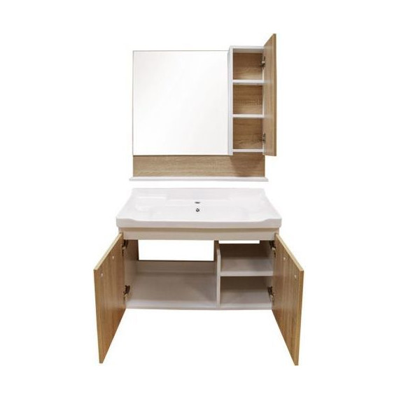 Зеркало-шкаф Comforty Рига 80 см, дуб сонома - фото 5