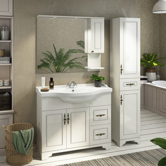 Зеркало-шкаф Comforty Севилья 100 см, слоновая кость - фото 3