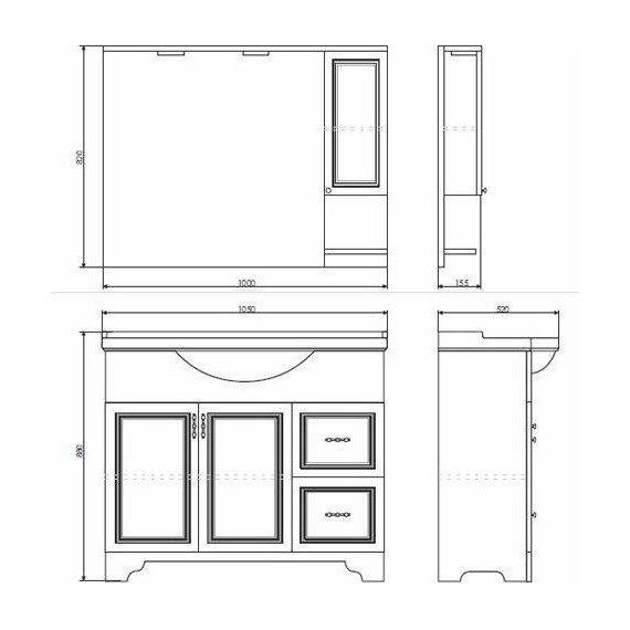 Зеркало-шкаф Comforty Севилья 100 см, слоновая кость - фото 6