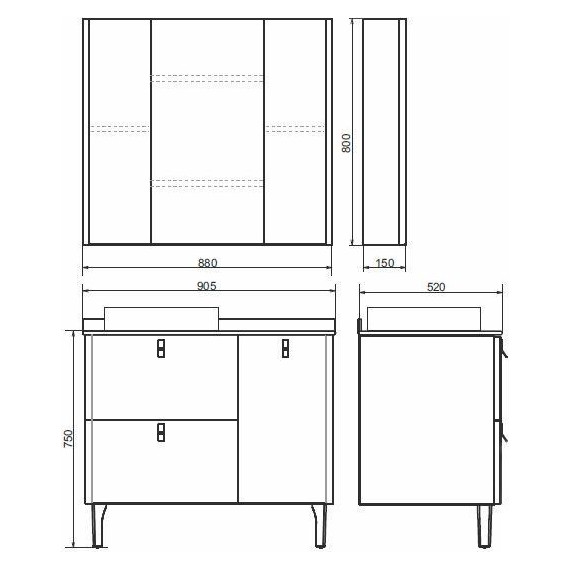 Зеркало-шкаф Comforty Сорренто 90 см, светло-серый - фото 4