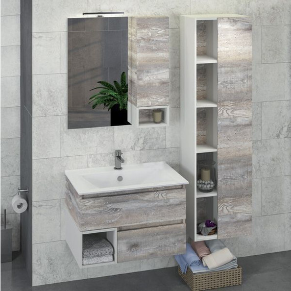 Зеркало-шкаф Comforty Турин 75 см, дуб бежевый - фото 2