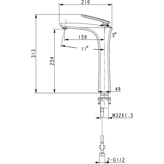 Смеситель для раковины высокий Timo Helmi 4011/03F, черный - фото 3
