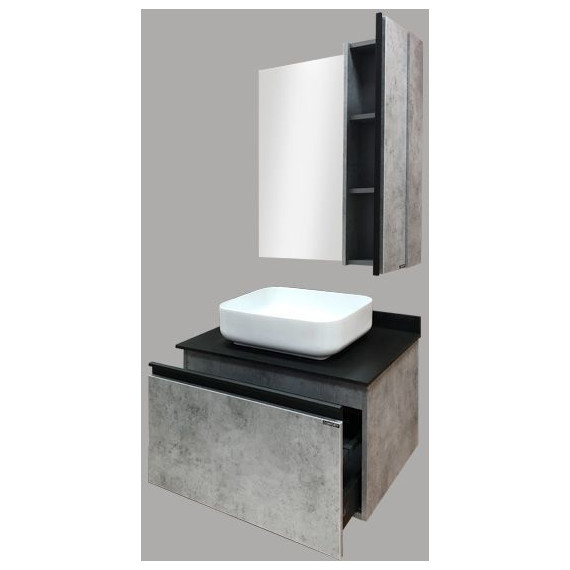 Зеркало-шкаф Comforty Эдинбург 75 см, бетон светлый - фото 6