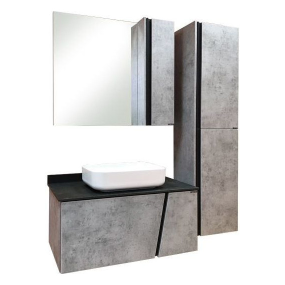 Зеркало-шкаф Comforty Эдинбург 90 см, бетон светлый - фото 5