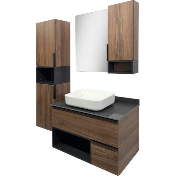 Зеркало-шкаф Comforty Штутгарт 90 см, дуб тёмно-коричневый - фото 5