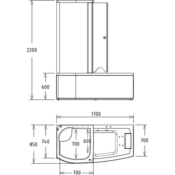 Ванна гидромассажная с душевой кабиной Gemy G8040 B 170x85 см L - фото 5