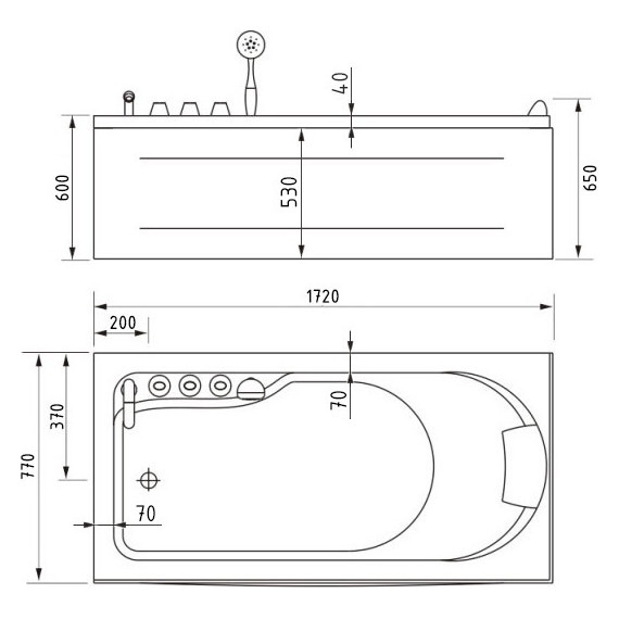 Ванна гидромассажная Gemy G9006-1.7 B 172x77 см L - фото 5