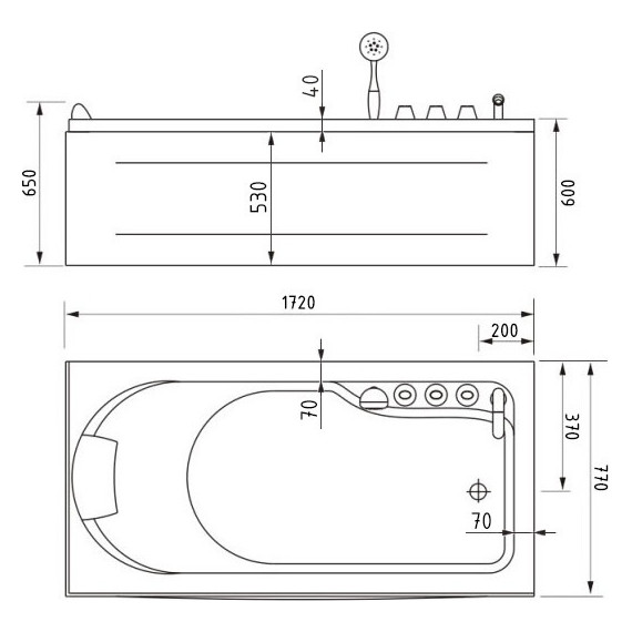 Ванна гидромассажная Gemy G9006-1.7 B 172x77 см R - фото 5
