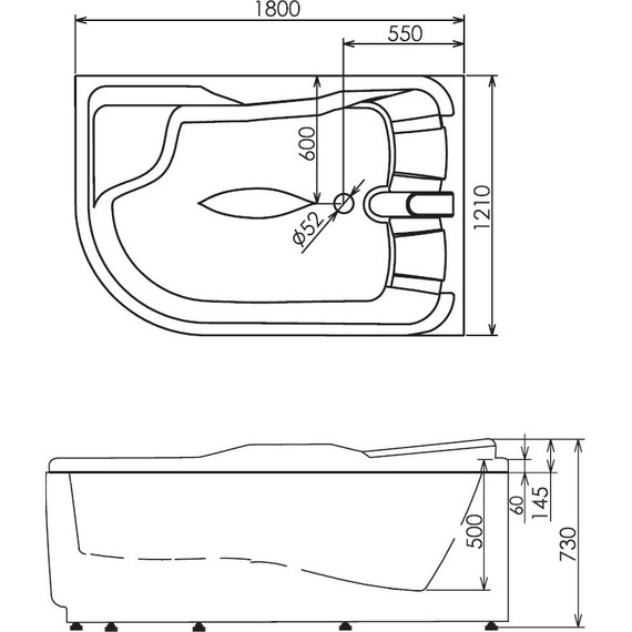Ванна гидромассажная Gemy G9083 B 180x121 см R - фото 5