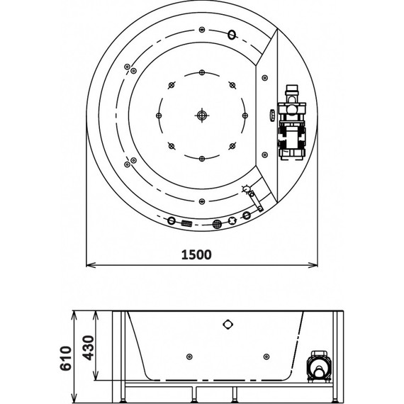 Ванна гидромассажная Gemy G9230 K 150x150 см - фото 5