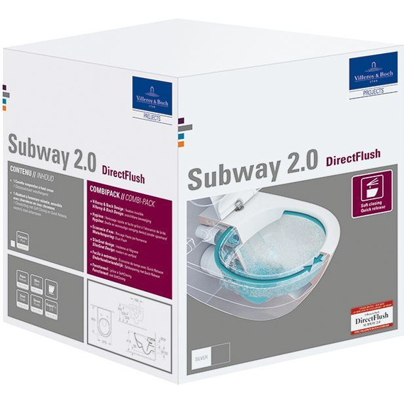 Унитаз подвесной безободковый Villeroy&Boch Subway 2.0 5614R201 с крышкой микролифт - фото 3