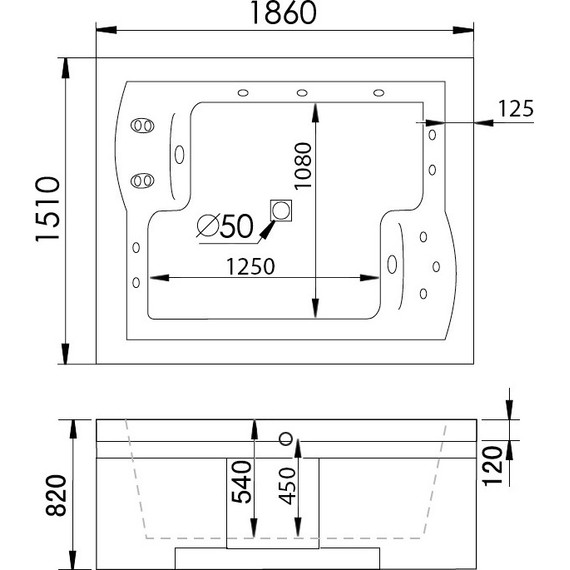 Ванна гидромассажная Gemy G9052 II B 186x151 см R - фото 3