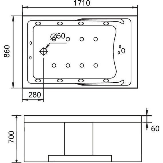 Ванна гидромассажная Gemy G9066 II O 171x86 см L - фото 6