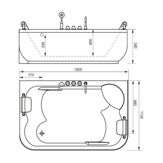 Ванна гидромассажная Gemy G9085 K 180x116 см R - фото 5