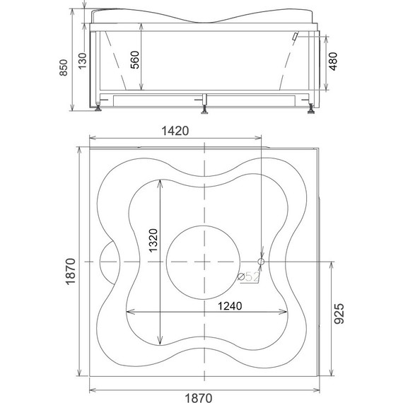 Ванна гидромассажная Gemy G9089 K 187x187 см L - фото 4