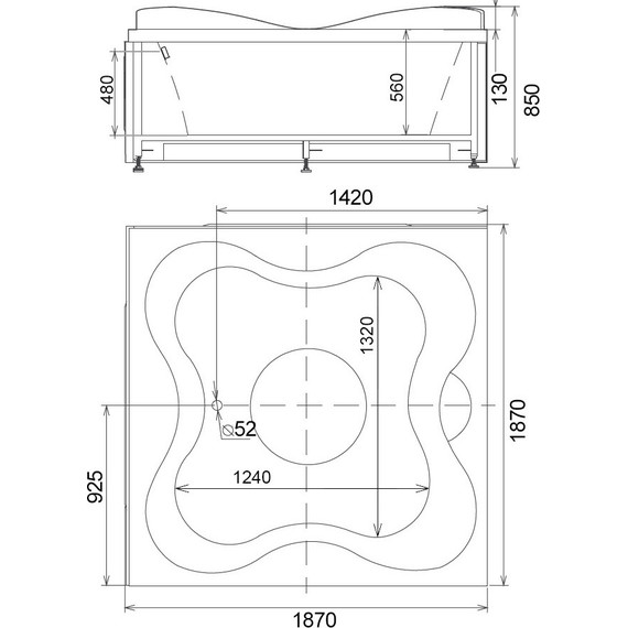 Ванна гидромассажная Gemy G9089 K 187x187 см R - фото 4