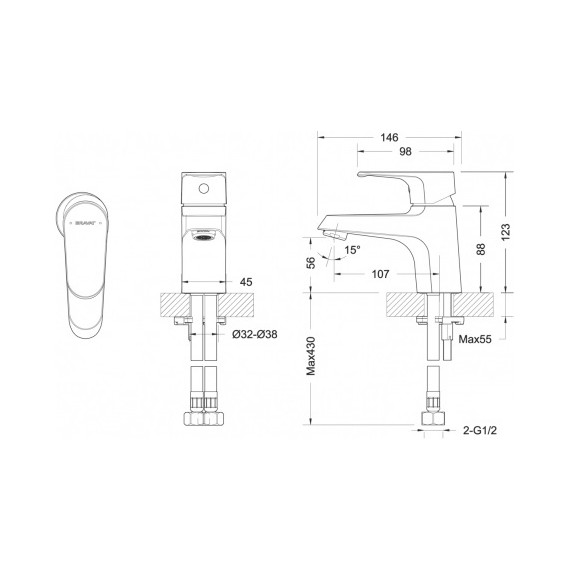 Смеситель для раковины BRAVAT ALFA F1120178CP - фото, картинка 6 Смеситель для раковины BRAVAT ALFA F1120178CP - фото 6