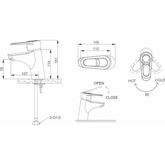 Смеситель для раковины BRAVAT LOOP F1124182CP-RUS - фото 2