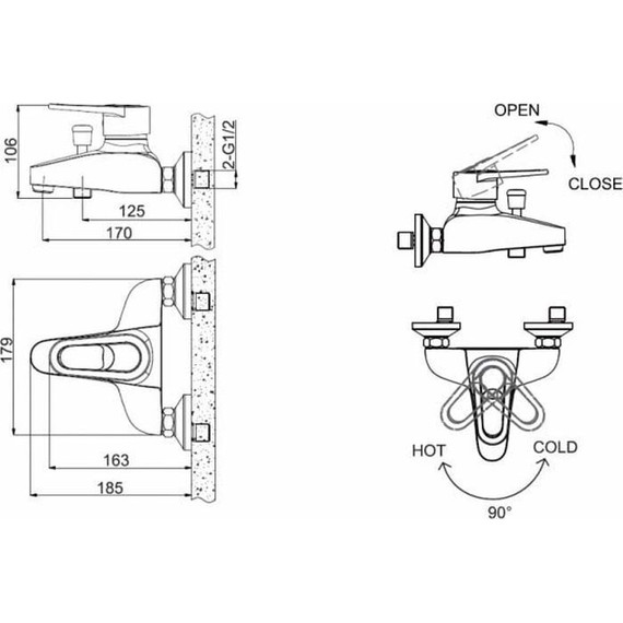 Смеситель для ванны BRAVAT LOOP F6124182CP-01-RUS - фото, картинка 2 Смеситель для ванны BRAVAT LOOP F6124182CP-01-RUS - фото 2