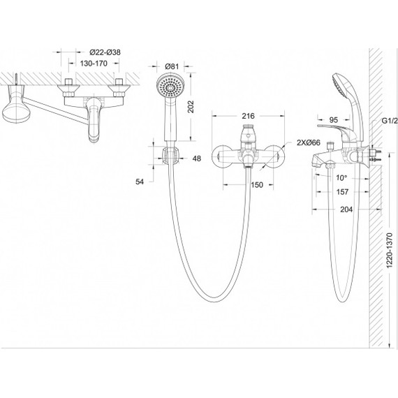 Смеситель для ванны BRAVAT FIT F6135188CP-B-RUS - фото, картинка 3 Смеситель для ванны BRAVAT FIT F6135188CP-B-RUS - фото 3