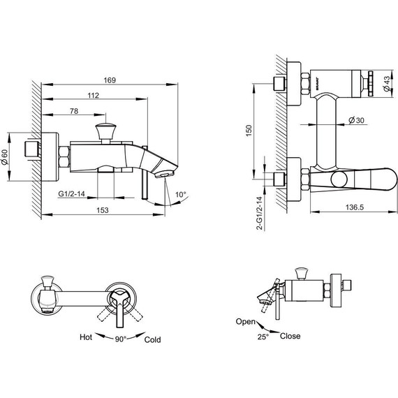Смеситель для ванны BRAVAT WATERFALL F673107C-01 - фото, картинка 3 Смеситель для ванны BRAVAT WATERFALL F673107C-01 - фото 3