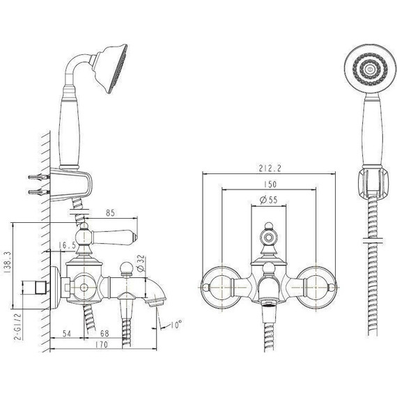 Смеситель для ванны Bravat Art F675109G-B, золото, Цвет производителя: золото - фото, картинка 2 Смеситель для ванны Bravat Art F675109G-B, золото, Цвет производителя: золото - фото 2