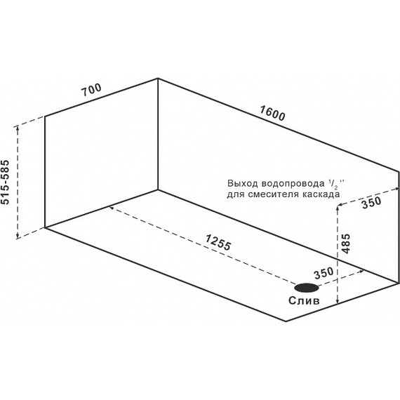 Ванна акриловая Bas Гоа 160x70 см, Размер - мм: 1600х700 - фото 6