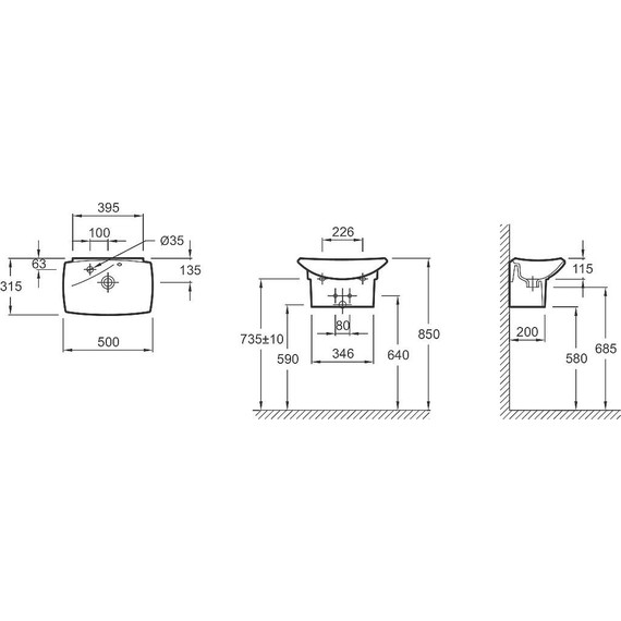 Раковина подвесная Jacob Delafon Escale 50 см E1025-00 - фото 3