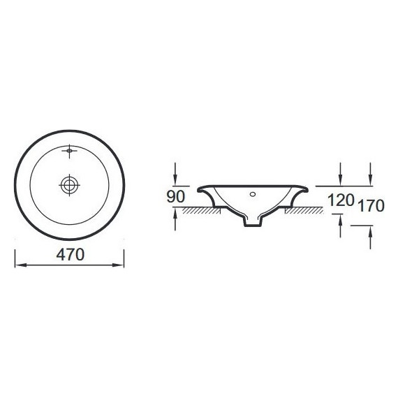 Раковина врезная на столешницу Jacob Delafon Ronde 47 см E1183-00 - фото, картинка 5 Раковина врезная на столешницу Jacob Delafon Ronde 47 см E1183-00 - фото 5