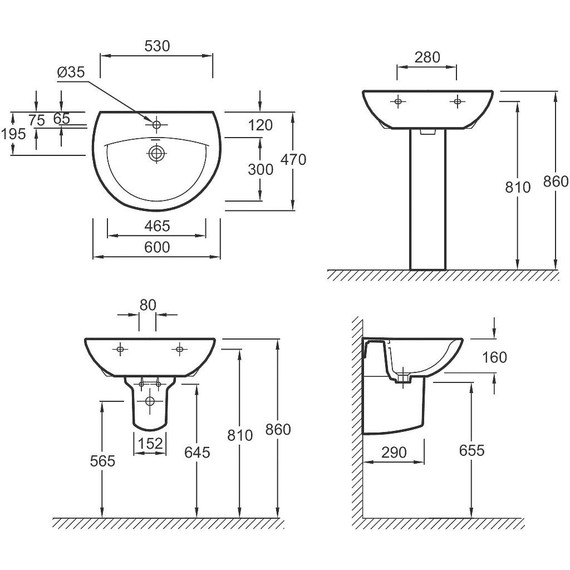 Раковина подвесная Jacob Delafon Patio 60 см E4159NG-00 - фото 3