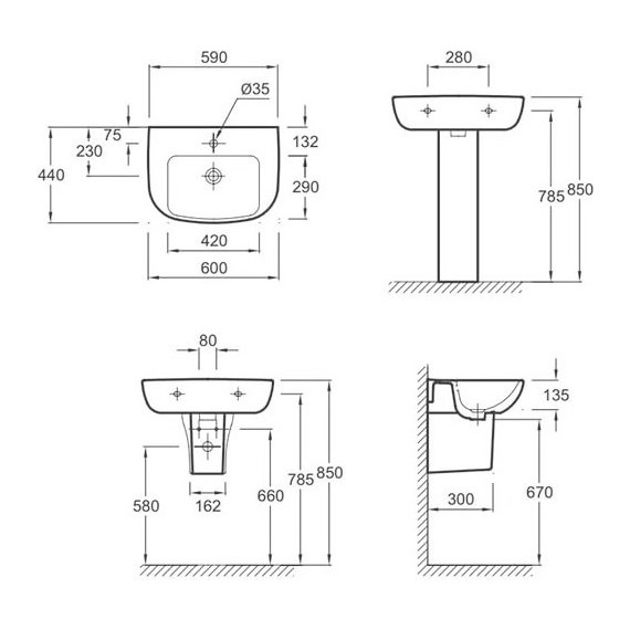 Раковина подвесная Jacob Delafon Odeon Up 60 см E4700-00 - фото 6