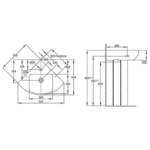 Раковина угловая Jacob Delafon Odeon Up 50 см E4710-00 - фото 5