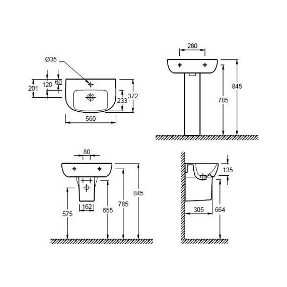 Раковина подвесная Jacob Delafon Odeon Up 56 см E4755G-00 - фото 5