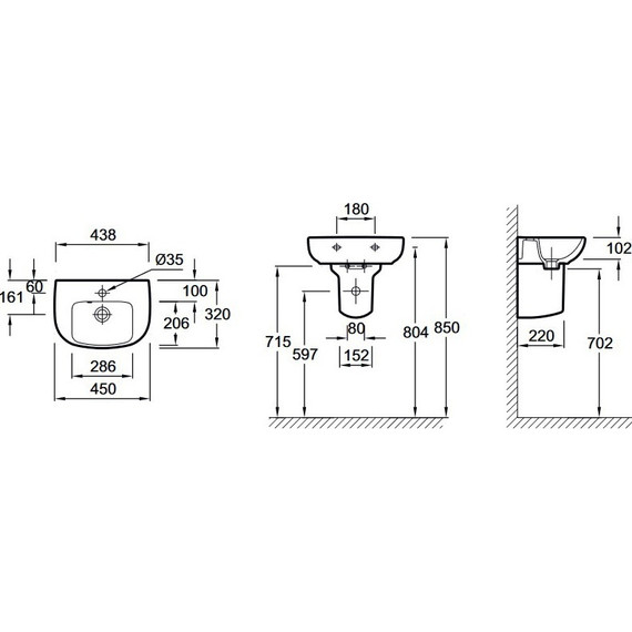 Раковина подвесная Jacob Delafon Odeon Up 45 см E4760-00 - фото, картинка 4 Раковина подвесная Jacob Delafon Odeon Up 45 см E4760-00 - фото 4