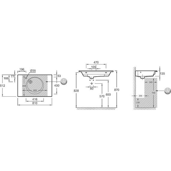 Раковина мебельная Jacob Delafon Odeon Rive Gauche 81 см EXAW112-Z-00 - фото 4