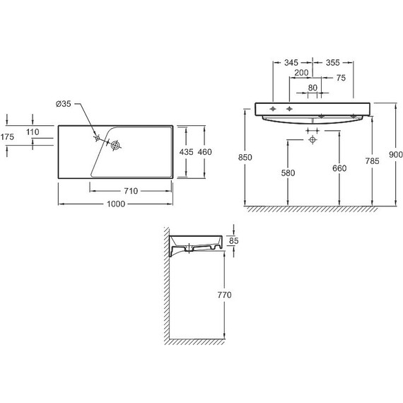 Раковина подвесная Jacob Delafon Rythmik 100х46 см EXN112-00 - фото, картинка 2 Раковина подвесная Jacob Delafon Rythmik 100х46 см EXN112-00 - фото 2