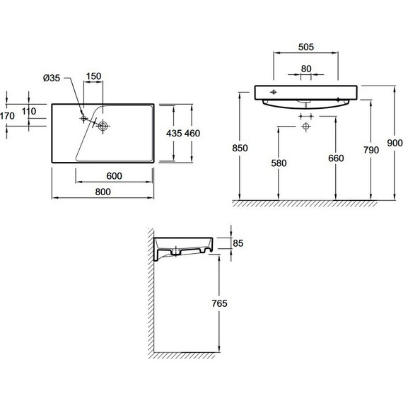 Раковина подвесная Jacob Delafon Rythmik 80х46 см EXO112-Z-00 - фото 6