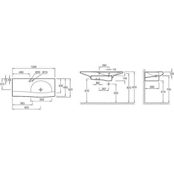 Раковина Jacob Delafon Stillness 120 см с переливом E1292-00 - фото 5