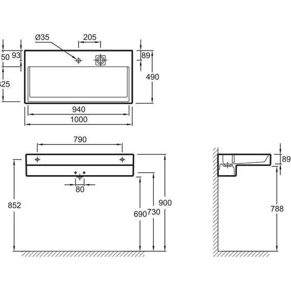 Раковина подвесная Jacob Delafon Terrace 100 см EXC112-00 - фото 6